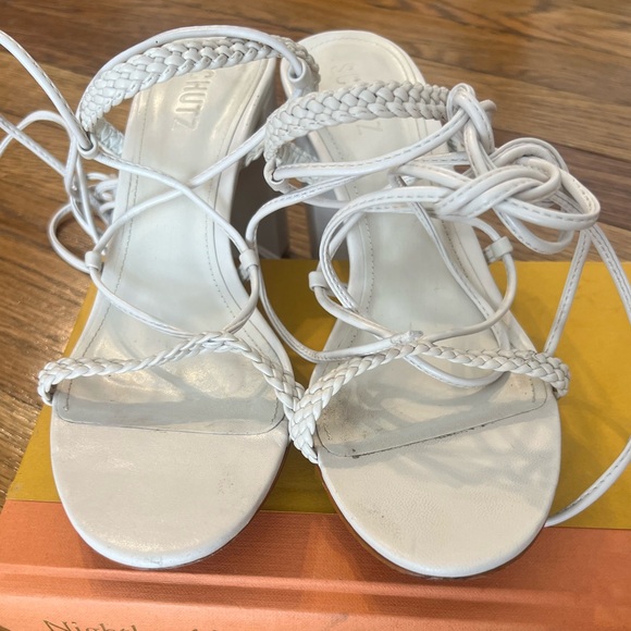 SCHUTZ White Braided Lace-Up Heels - Picture 4 of 15